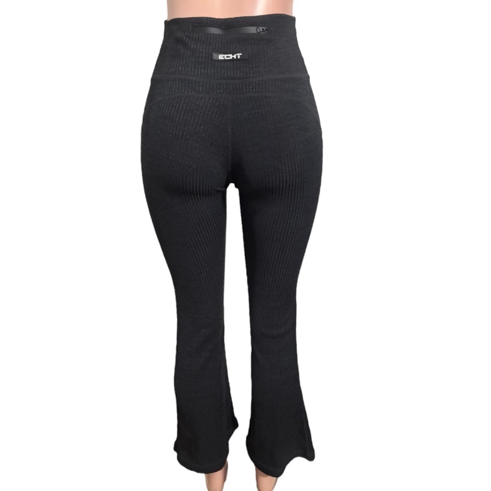 ECHT Women’s Black Ribbed Flare Pants - Picture 3 of 12
